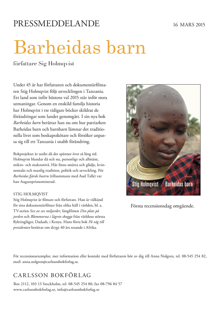 "Barheidas barn". Ny bok i unikt bokprojekt som skildrar Tanzanias utveckling 