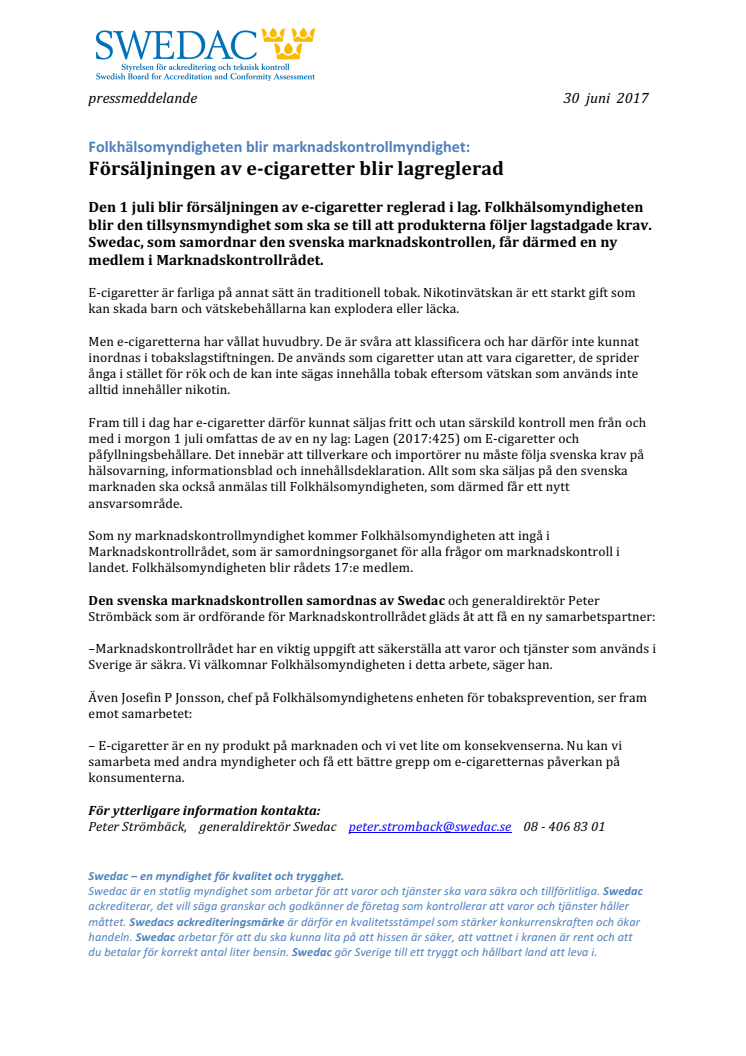 Försäljningen av e-cigaretter blir lagreglerad