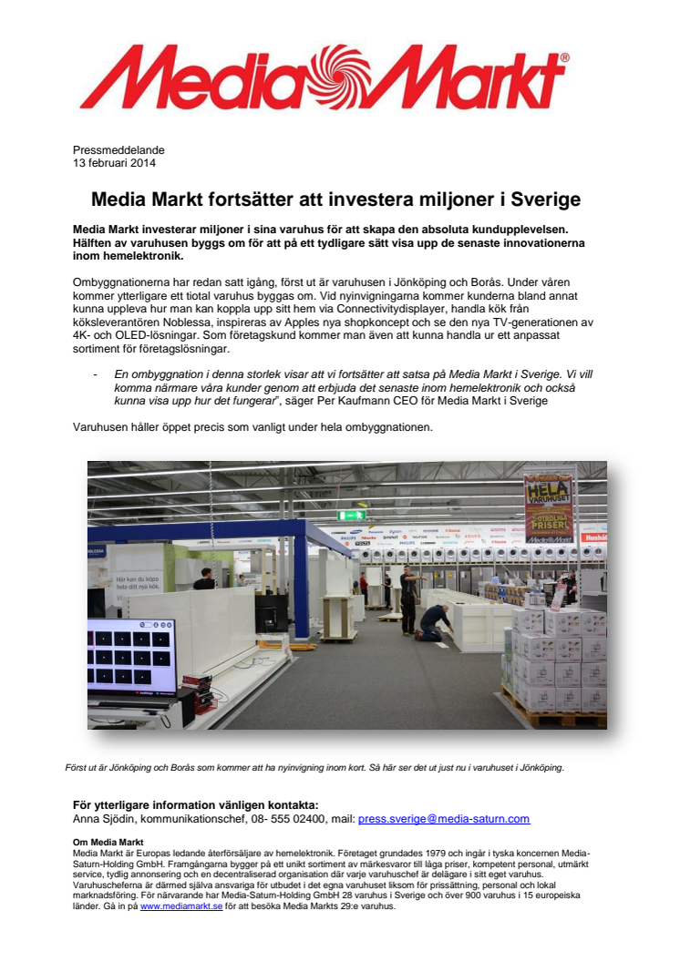 Media Markt fortsätter att investera miljoner i Sverige