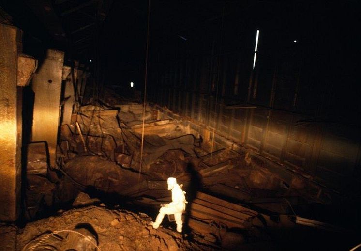 Inuti Tjernobyl reaktor 4, 1990. 