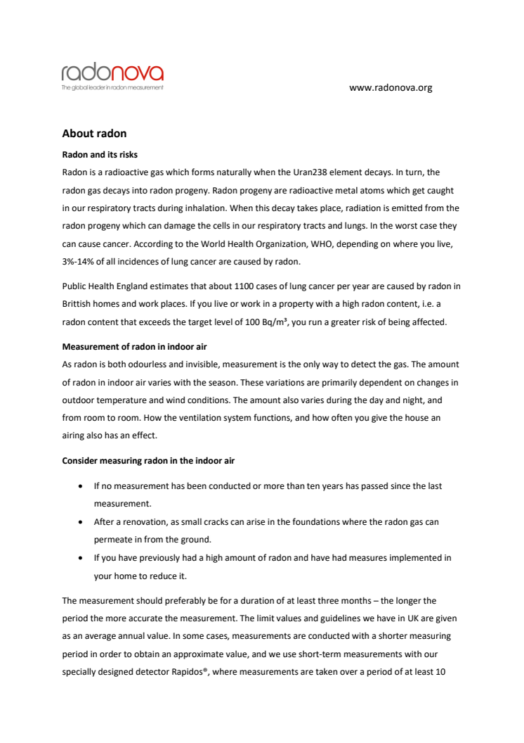 About Radon - Summary