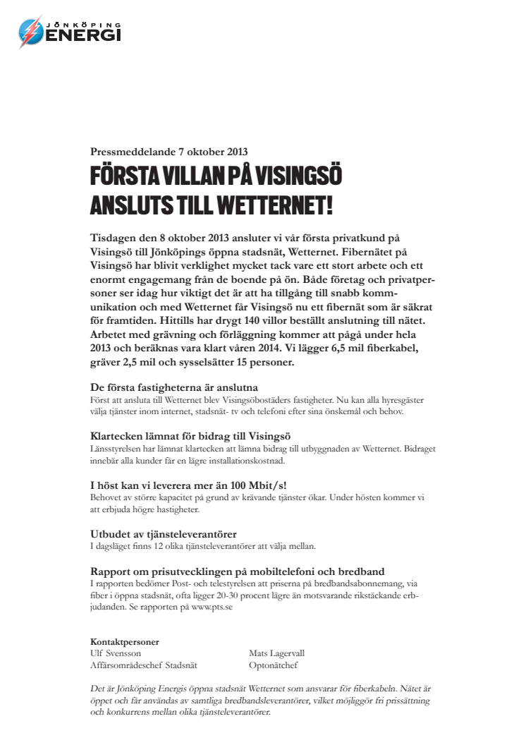 Första villan på Visingsö ansluts till Wetternet!