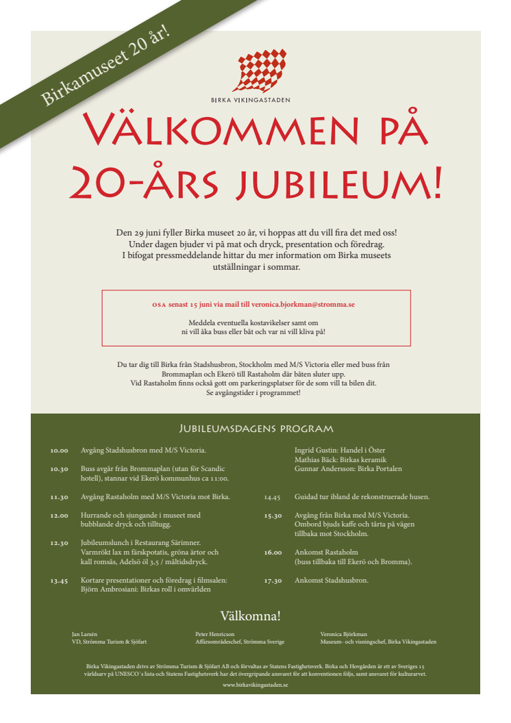 Birka museet firar 20 år. Välkommen på kalas!