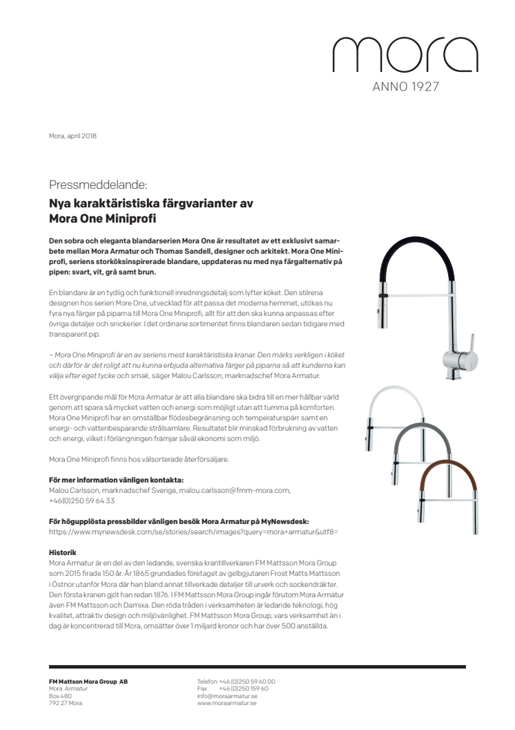 Nya karaktäristiska färgvarianter av Mora One Miniprofi