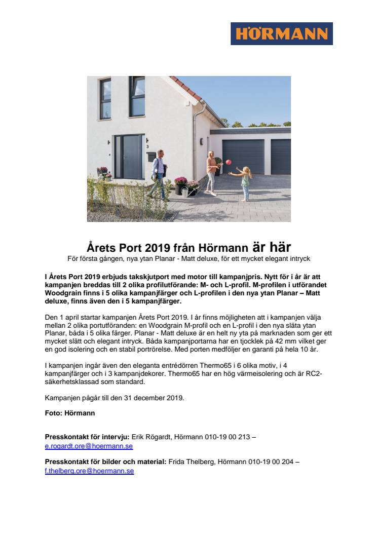 Årets Port 2019 från Hörmann är här