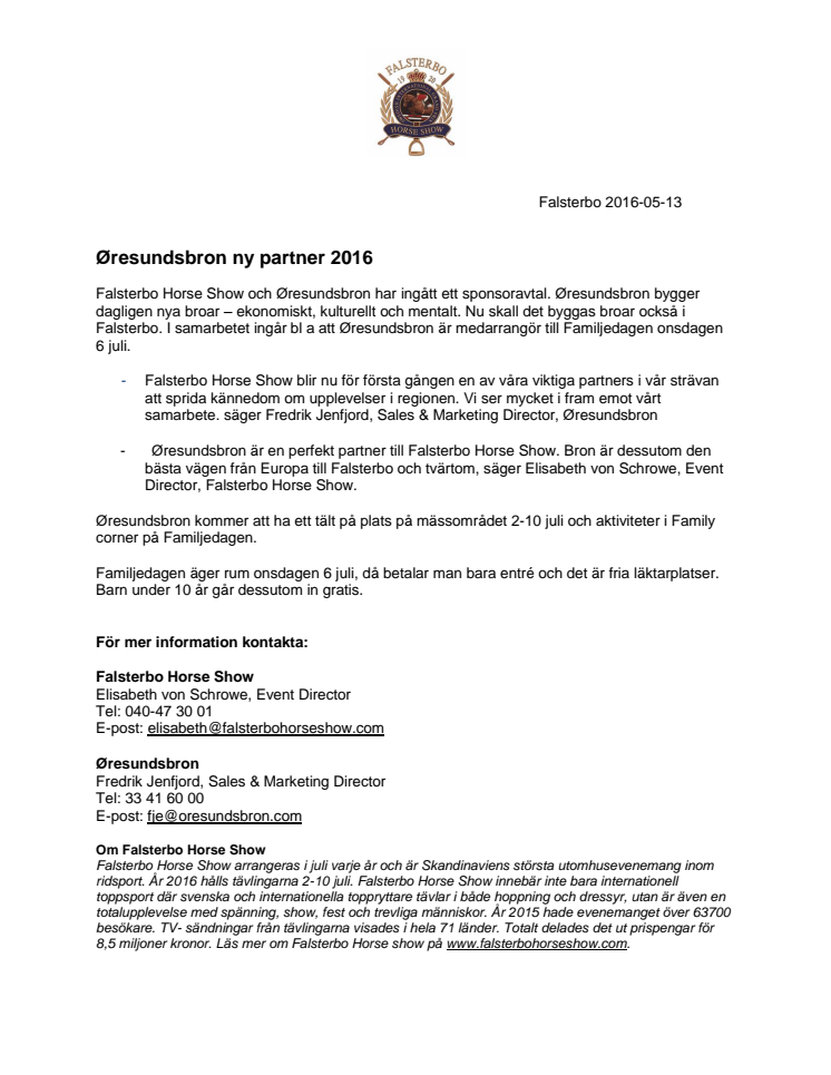 Øresundsbron ny partner 2016
