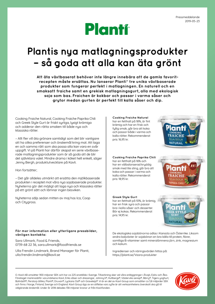 Plantis nya matlagningsprodukter – så goda att alla kan äta grönt