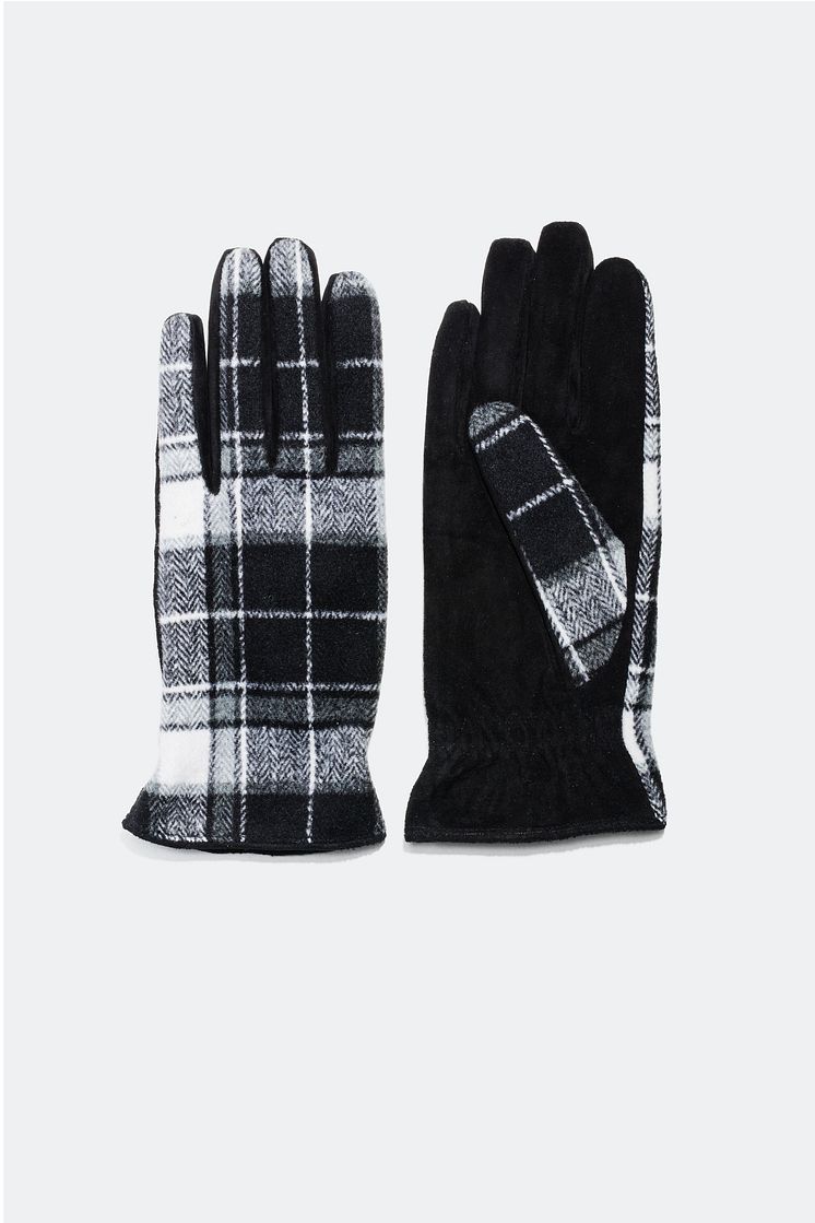 Suede gloves with tweed 