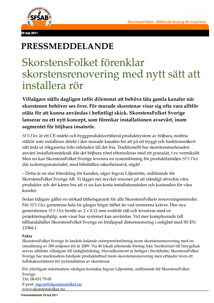 SkorstensFolket förenklar skorstensrenovering med nytt sätt att installera rör 