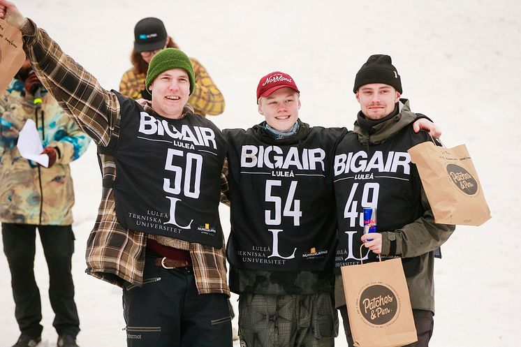 Karl Fredriksson, Max Pettersson, Arvid Segevall, LTU Big Air 2019 på Luleå tekniska universitet