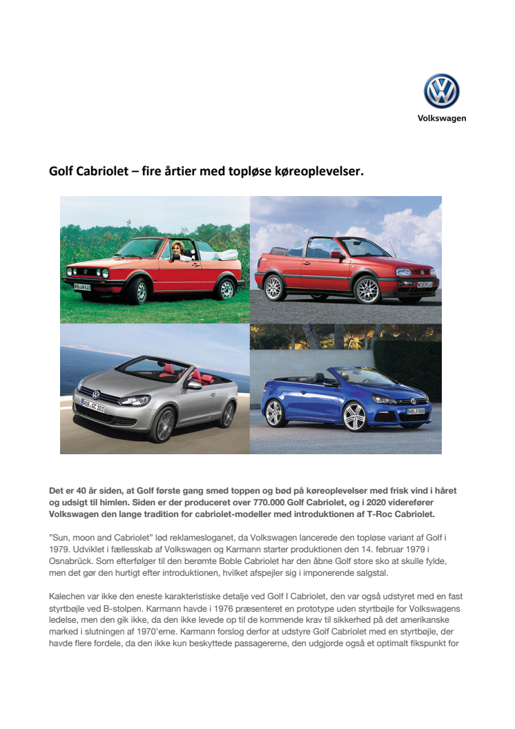 Golf Cabriolet – fire årtier med topløse køreoplevelser