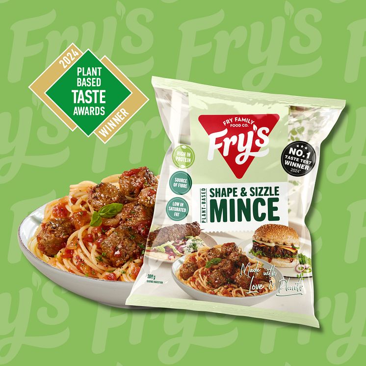 Fry's Shape & Sizzle Mince wins Best Plant-Based Mince in the Plant-Based Taste Awards SQUARE