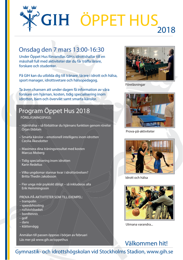 Välkommen till GIH:s Öppet Hus den 7 mars
