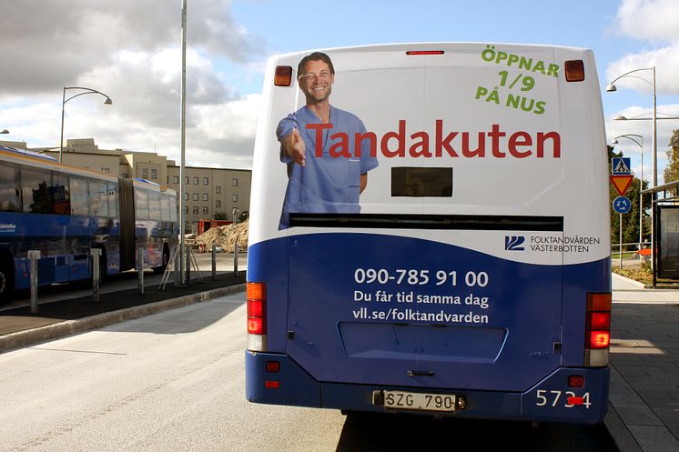 Tandakuten Umeå bussreklam