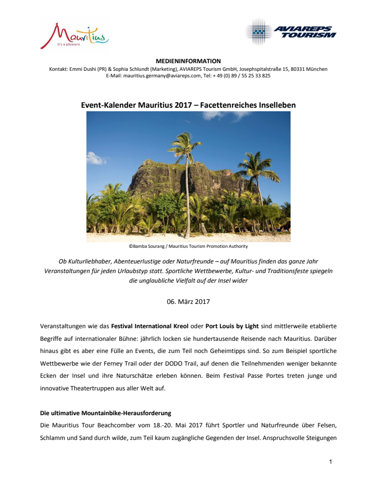 Event-Kalender Mauritius 2017 – Facettenreiches Inselleben