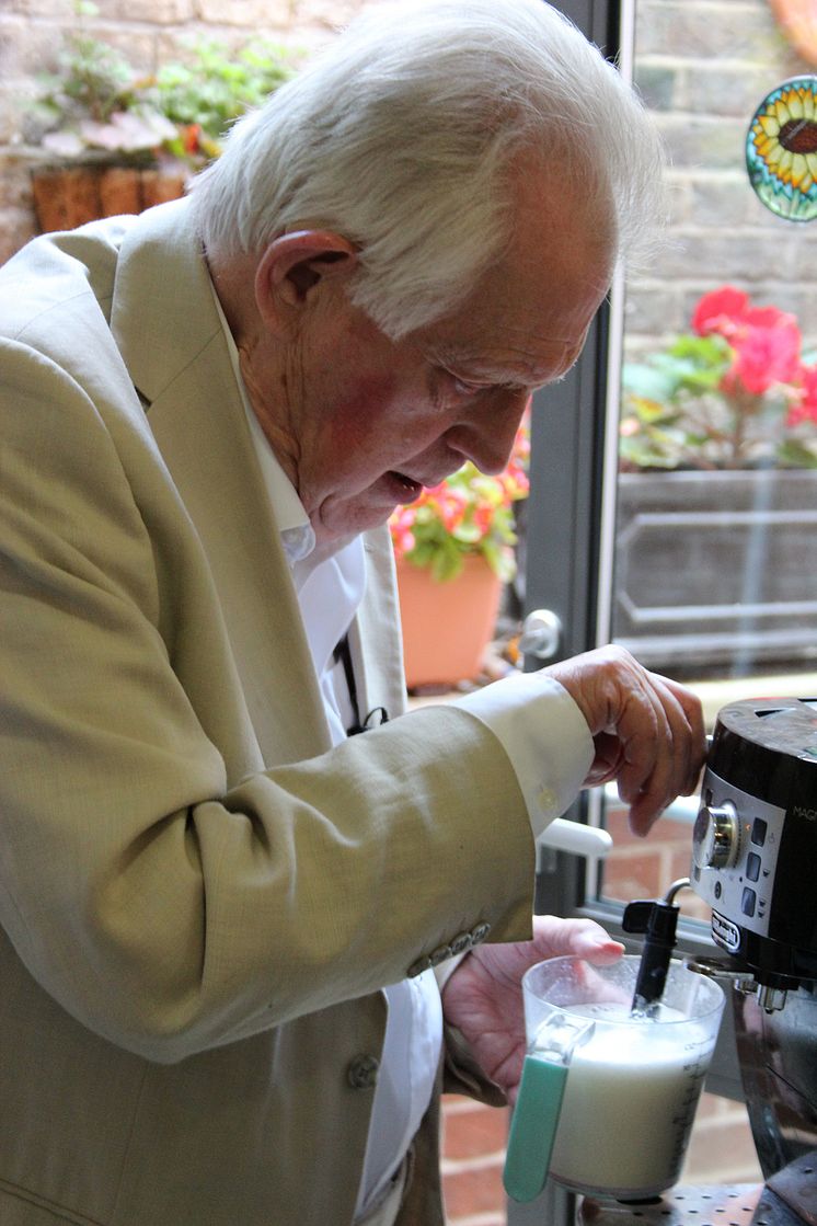 Stanley in his flat at the almshouse