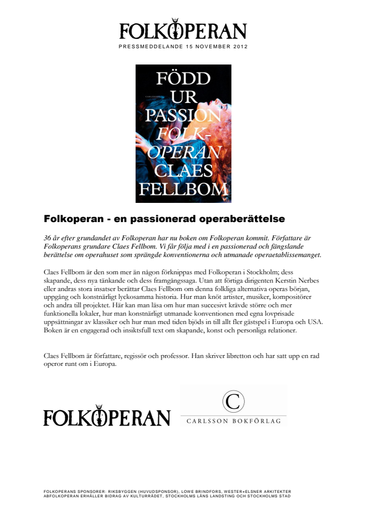 En passionerad operaberättelse - boken om Folkoperan