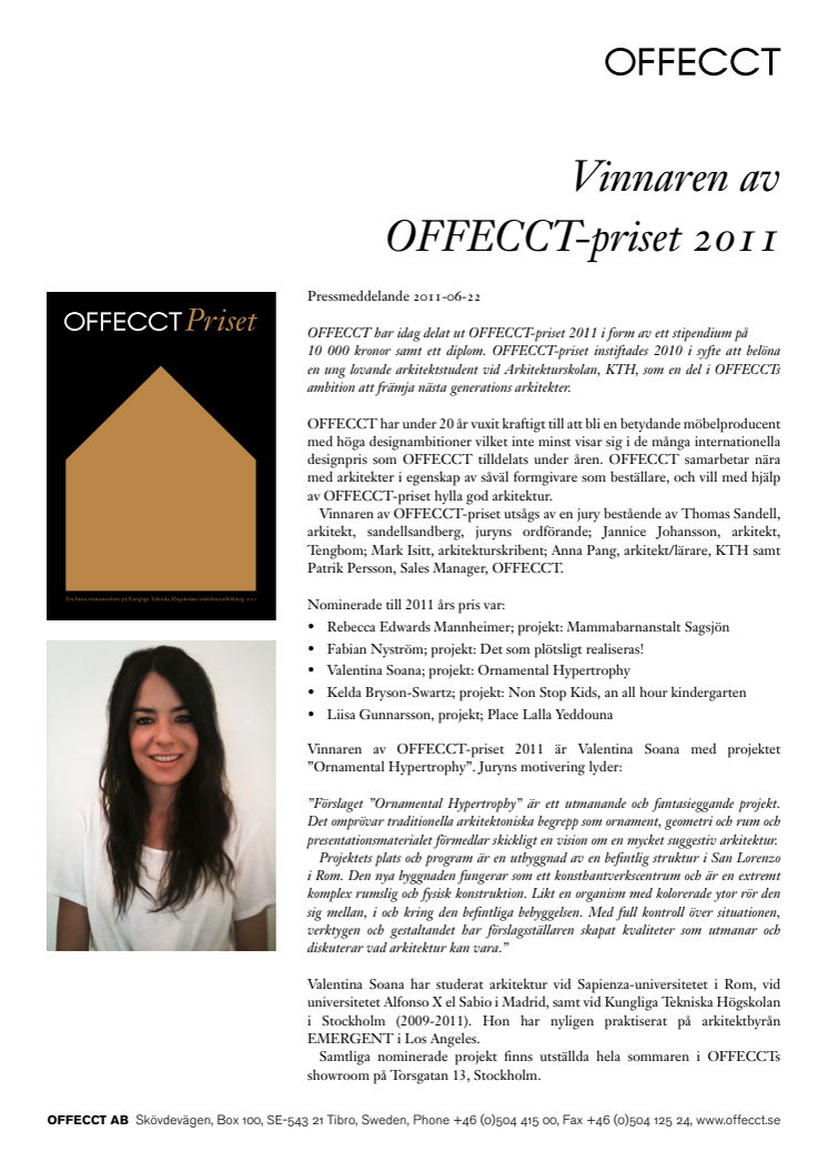 Arkitektur: Vinnaren av OFFECCT-priset 2011