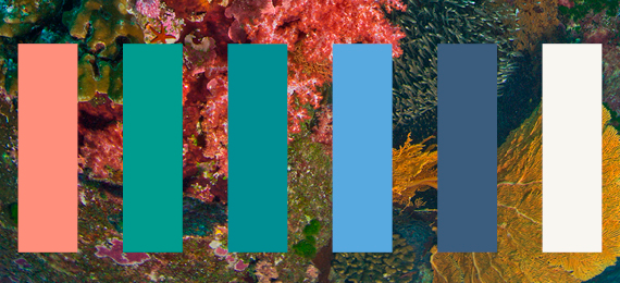 Bildtext: Färgpalett för trenden Aqua marine