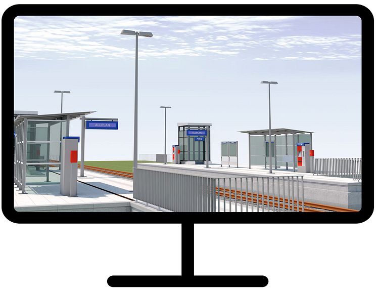 Die neue Projektvorlage von ALLPLAN für die BIM-basierte Bahnsteigplanung beinhaltet zahlreiche Objekte, die den Workflow der Planung, Modellerstellung, Auswertung, Dokumentation und Datenübergabe unterstützen. 