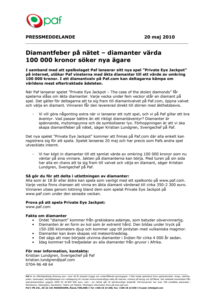 Diamantfeber på nätet – diamanter värda 100 000 kronor söker nya ägare