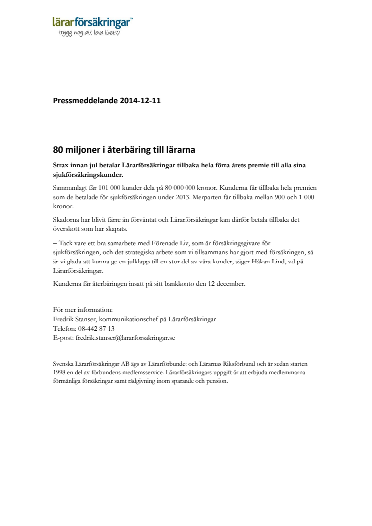 80 miljoner i återbäring till lärarna