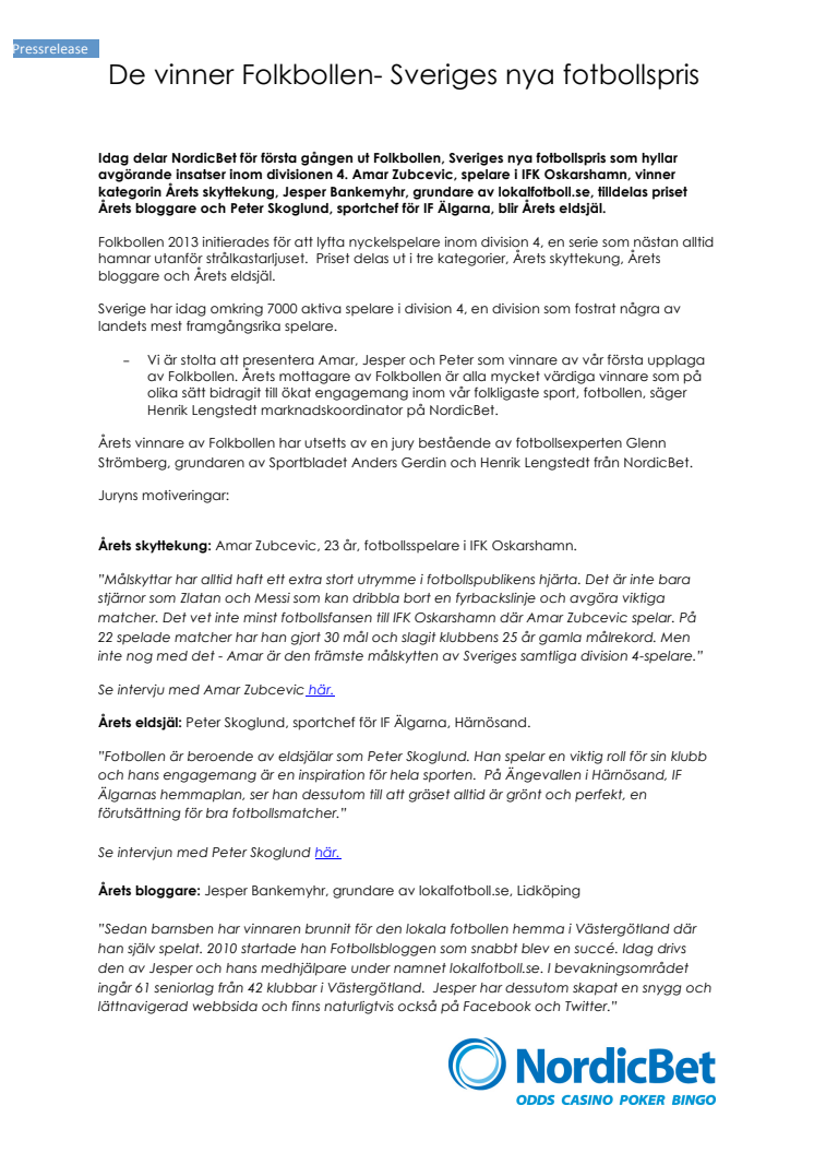 De vinner Folkbollen- Sveriges nya fotbollspris