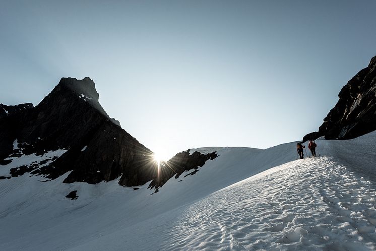 På vei over Skagastølsbreen før man når «Hytta på Bandet».