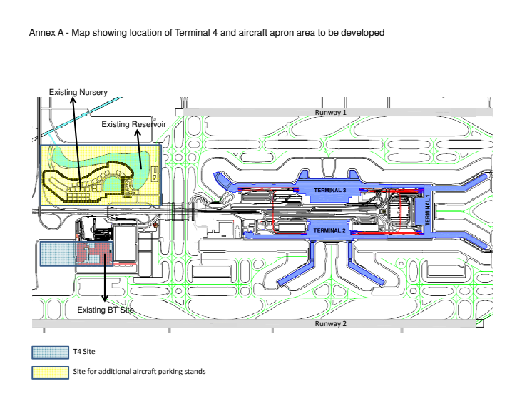Location of Terminal 4 site and additional aircraft apron area