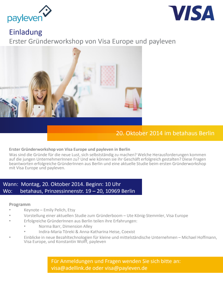 Einladung zum Gründerworkshop am 20. Oktober 2014 in Berlin