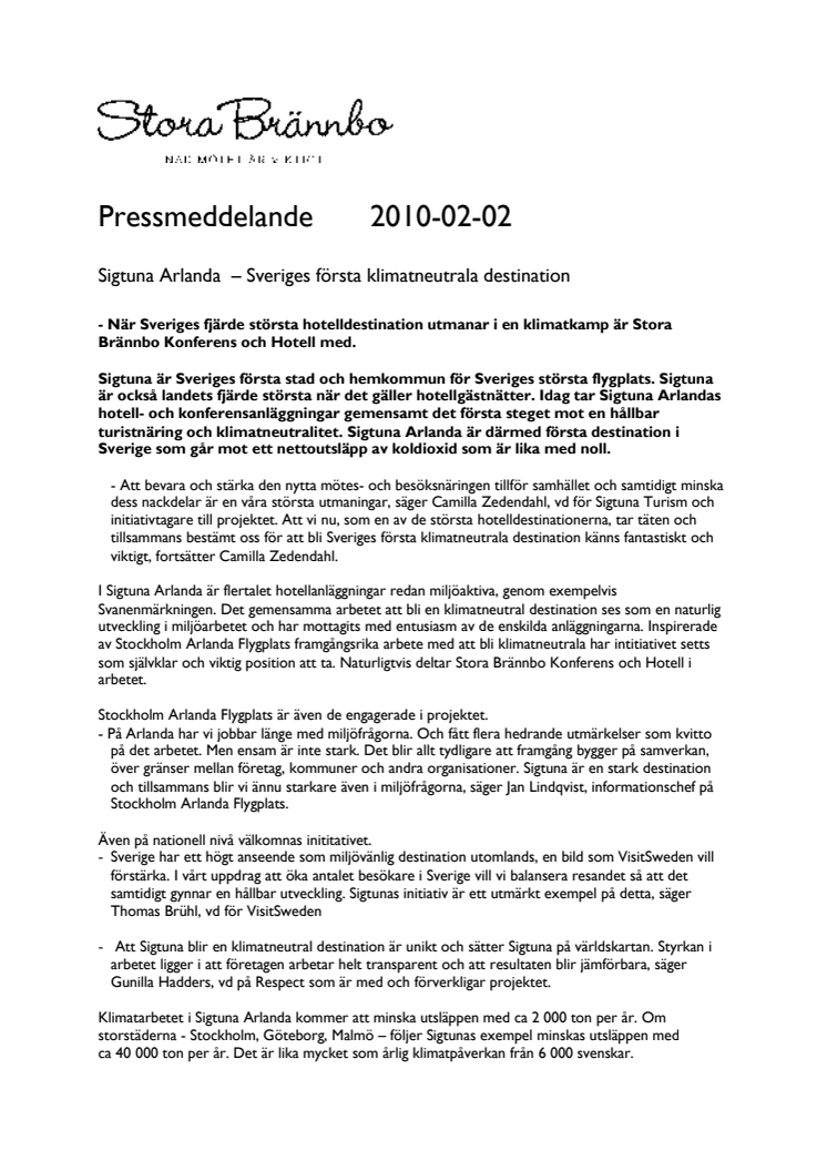 Stora Brännbo är med - Sigtuna Sveriges första klimatneutrala destination