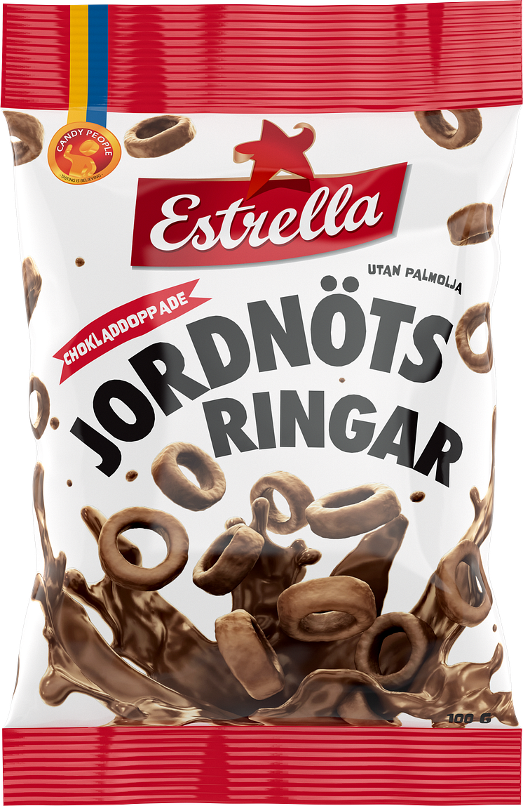 Chokladdoppade Jordnötsringar från Candy People och Estrella, 2021