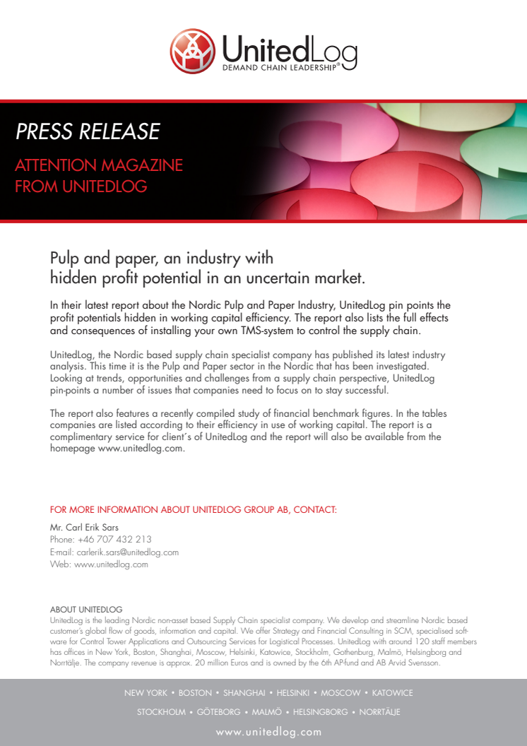Pulp and paper, an industry with hidden profit potential in an uncertain market. 