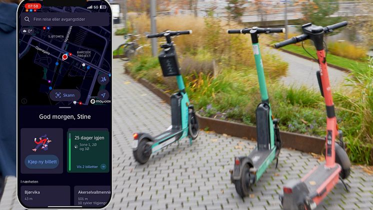 Elsparkesykler i Ruter-appen