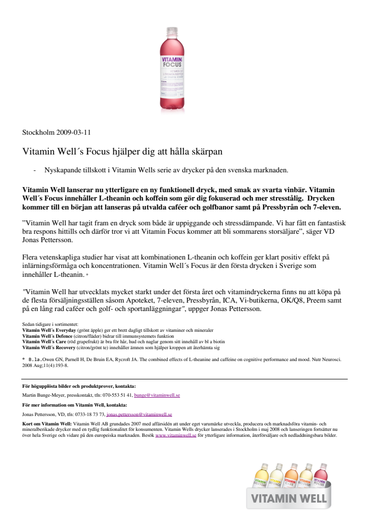 Vitamin Well lanserar nyskapande dryck