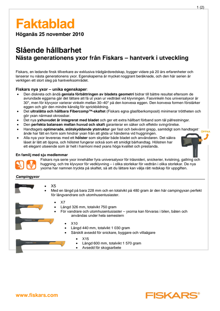 FISKARS LANSERAR NYA GENERATIONS YXOR