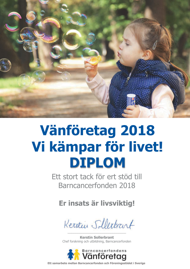 Tapflo är Barncancerfondens vänföretag