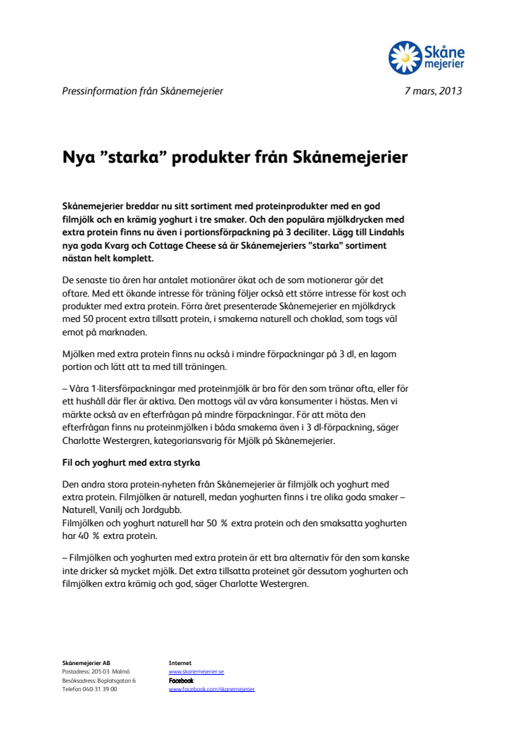 Nya ”starka” produkter från Skånemejerier