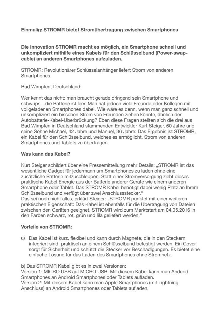Einmalig: STROMR bietet Stromübertragung zwischen Smartphones
