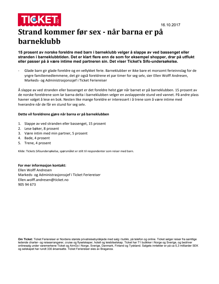 Strand kommer før sex - når barna er på barneklubb