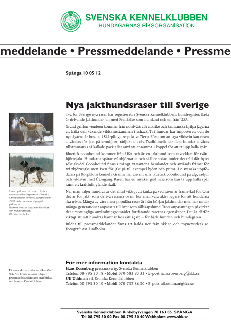 Nya jakthundsraser till Sverige