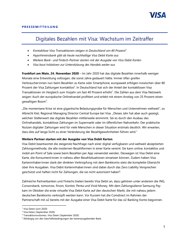 Digitales Bezahlen mit Visa: Wachstum im Zeitraffer
