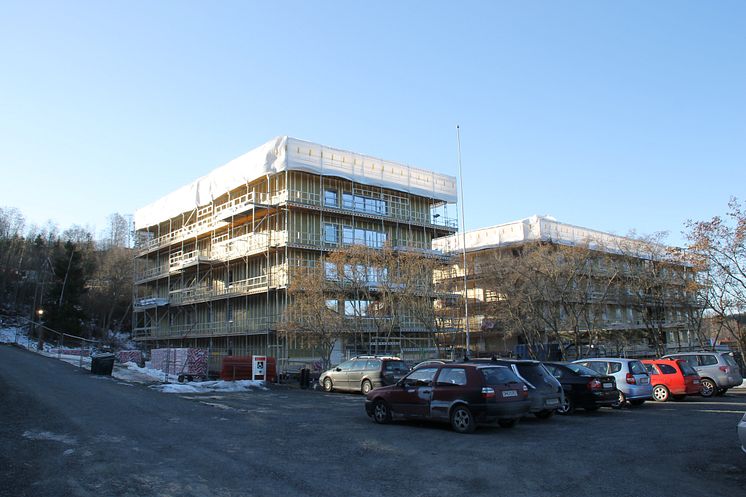 Bygging studentboliger Hønefoss vinteren 2016