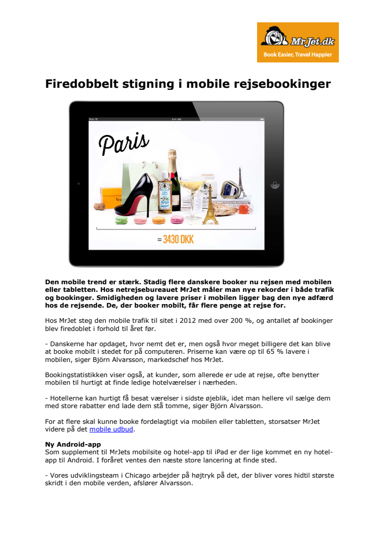 Firedobbelt stigning i mobile rejsebookinger