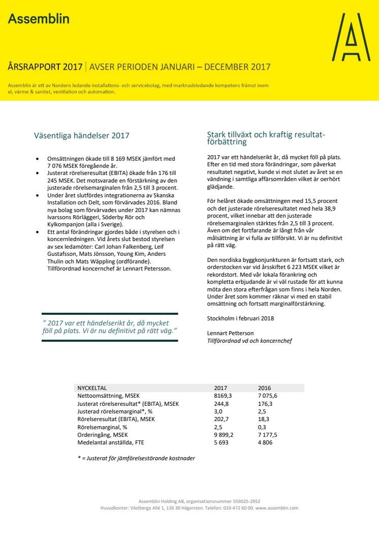 Assemblins Årsrapport 2017