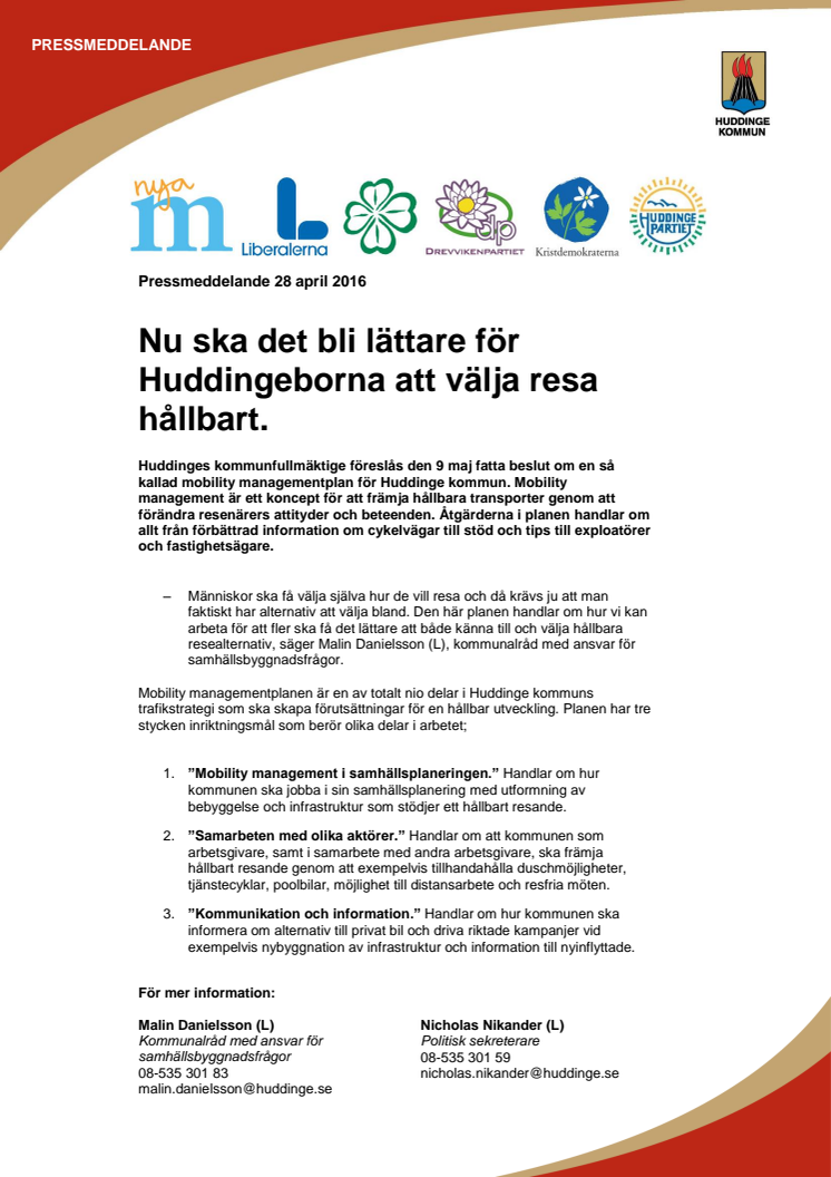 Nu ska det bli lättare för Huddingeborna att välja resa hållbart.