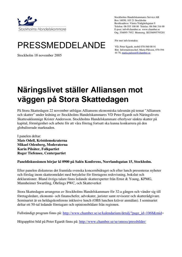Näringslivet ställer Alliansen mot väggen på Stora Skattedagen