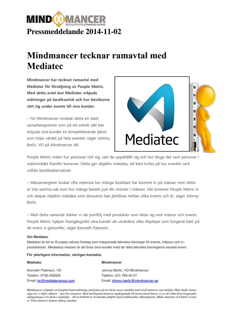 Mindmancer tecknar ramavtal med Mediatec