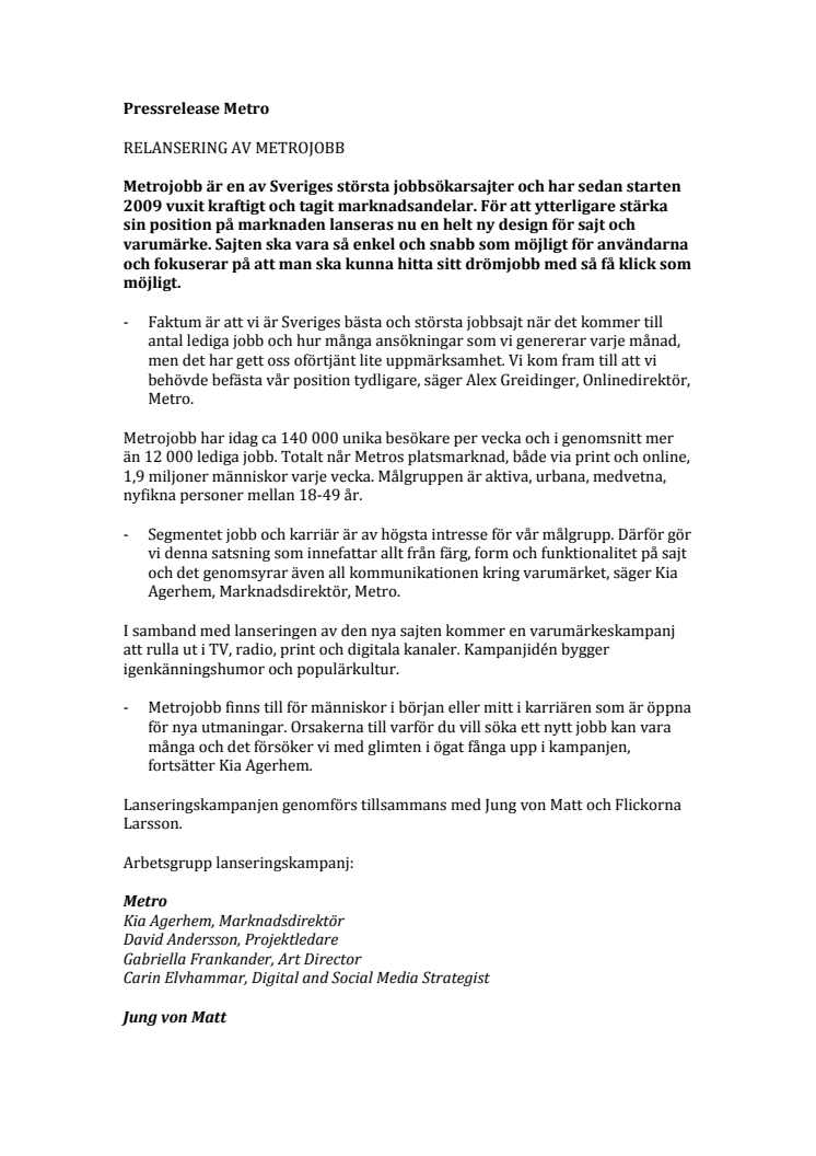 Relansering av Metrojobb