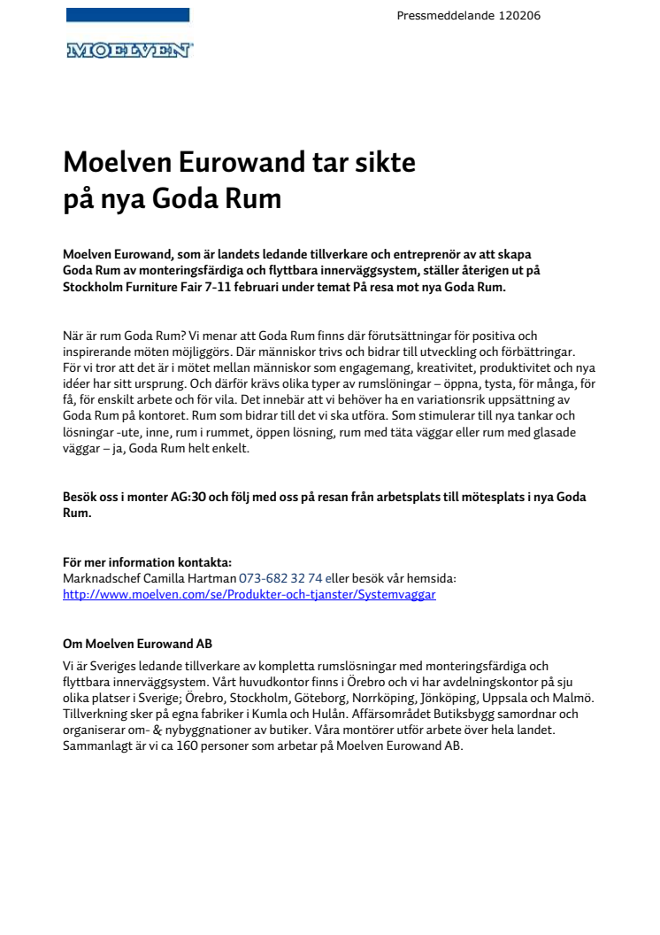 Moelven Eurowand tar sikte på nya Goda Rum